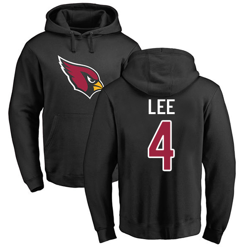 Arizona Cardinals Men Black Andy Lee Name And Number Logo NFL Football #4 Pullover Hoodie Sweatshirts
